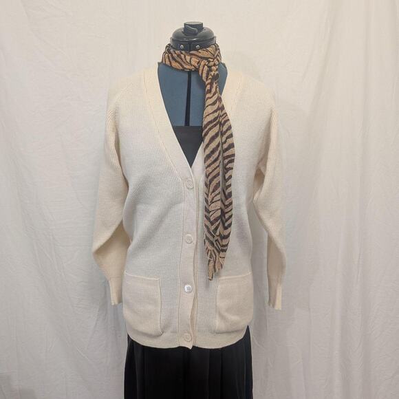 Nordstrom Town Square Ribbed Knit 100% Merino Wool Cardigan, Size M - Picture 2 of 8